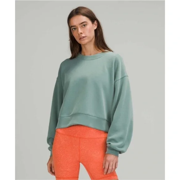 Lululemon Perfectly Oversized Cropped Crew Softstreme™ Tidewater Teal 12 - Picture 2 of 5